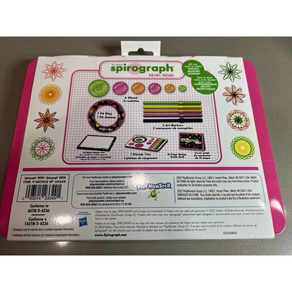 Spirograph Design Set for Kids Drawing Craft Tin - Neon - Picture 4 of 6